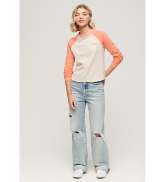 Superdry Baseball T-shirt with logo Essential beige, orange