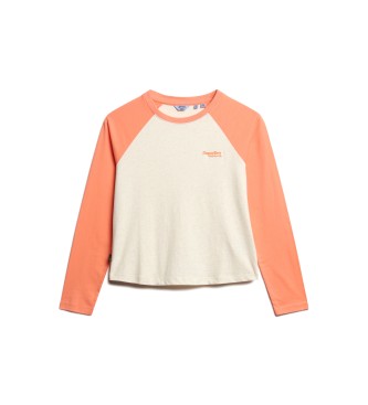 Superdry Baseball T-shirt with logo Essential beige, orange