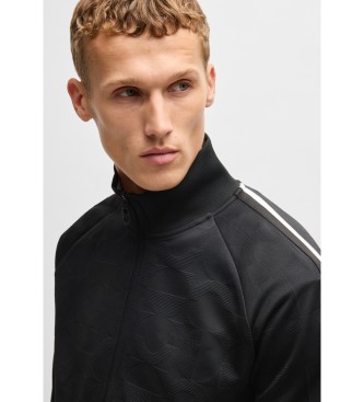 BOSS Felpa jacquard circolare con zip e strisce laterali nere