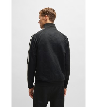 BOSS Felpa jacquard circolare con zip e strisce laterali nere
