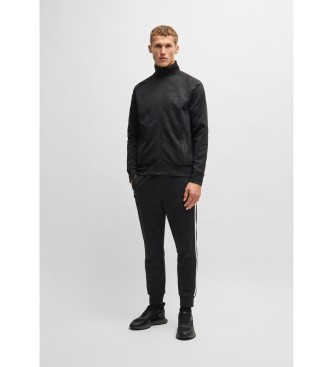 BOSS Felpa jacquard circolare con zip e strisce laterali nere