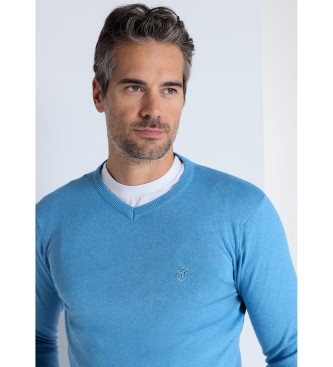 Bendorff Maglione blu basic con scollo a V