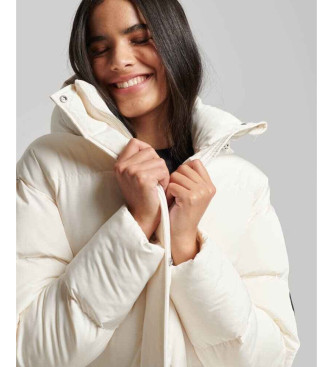 Superdry Dolg prešit bel plašč s kapuco in kapuco