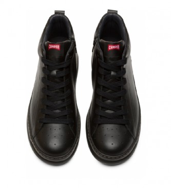 Camper Runner Four Turnschuhe aus schwarzem Leder mit Knopfleiste