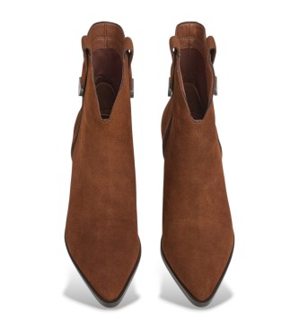 Pepe Jeans Skórzane buty za kostkę Gina City w kolorze brązowym