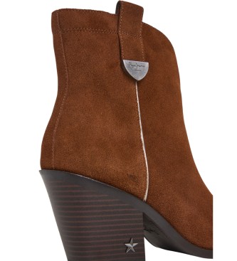 Pepe Jeans Skórzane buty za kostkę Gina City w kolorze brązowym