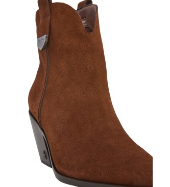 Pepe Jeans Skórzane buty za kostkę Gina City w kolorze brązowym