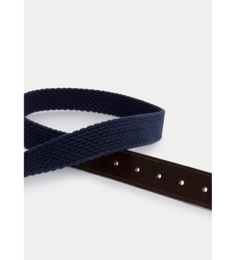 Hackett London Parachute leather belt navy