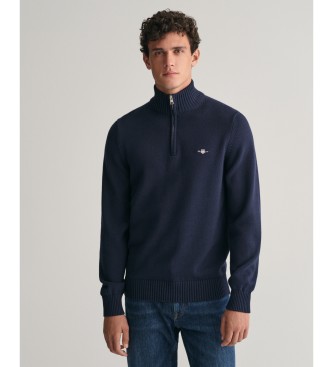 Gant Bomuldstr�je med halv lynl�s Casual navy
