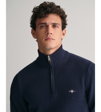 Gant Bomuldstr�je med halv lynl�s Casual navy