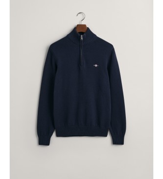 Gant Bomuldstr�je med halv lynl�s Casual navy