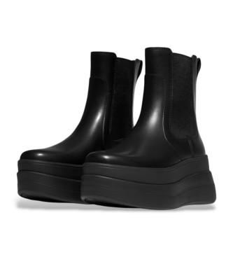 Fitflop F-Mode Stack Leather Ankle Boots black