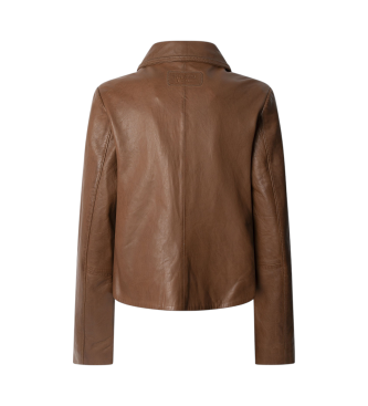 Pepe Jeans Hillary Leather Jacket Brown