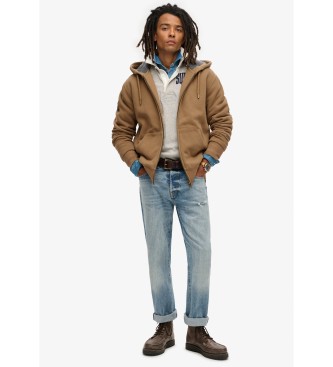 Superdry Sweat  capuche avec capuche zippe et doublure en polaire marron