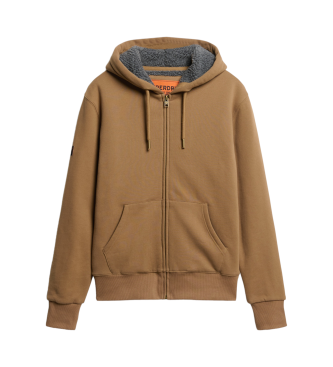 Superdry Sweat  capuche avec capuche zippe et doublure en polaire marron