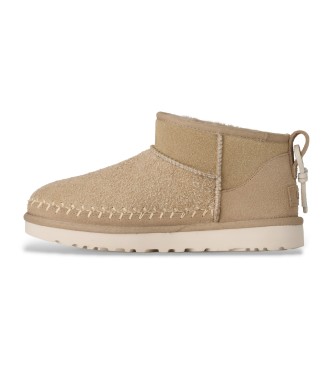 UGG Stivaletti Classic Ultra Mini Biarritz in pelle marrone chiaro
