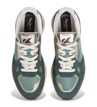 Pepe Jeans Sneakers i lder Marlon Metal green