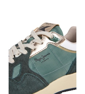 Pepe Jeans Sneakers i lder Marlon Metal green
