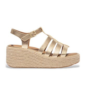 Fitflop Espadrilles compens�es en cuir de style p�cheur dor�