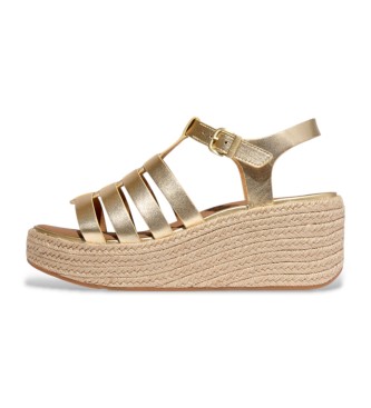 Fitflop Espadrilles compens�es en cuir de style p�cheur dor�