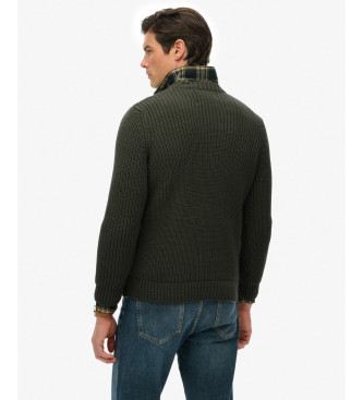 Superdry Zielony sweter Jacob Cable