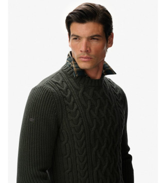 Superdry Zielony sweter Jacob Cable