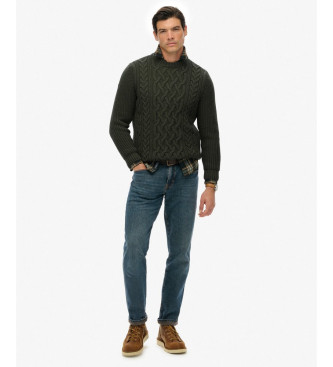 Superdry Zielony sweter Jacob Cable