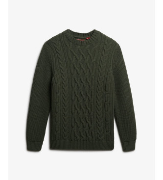Superdry Zielony sweter Jacob Cable