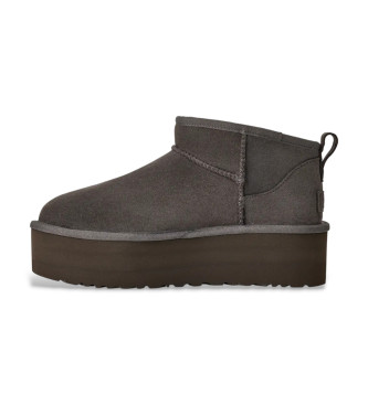 UGG Classic Ultra Mini Platform Leather Ankle Boots cinzento escuro