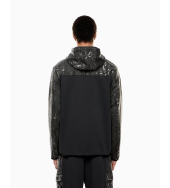 EA7 Felpa con cappuccio nera Graphic Series