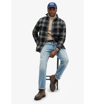 Superdry Surchemise en laine � carreaux avec doublure en polaire marine  