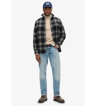 Superdry Surchemise en laine � carreaux avec doublure en polaire marine  