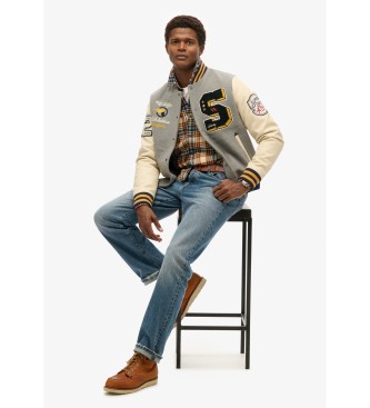 Superdry Bursztynowa kurtka z szarą naszywką uniwersytecką