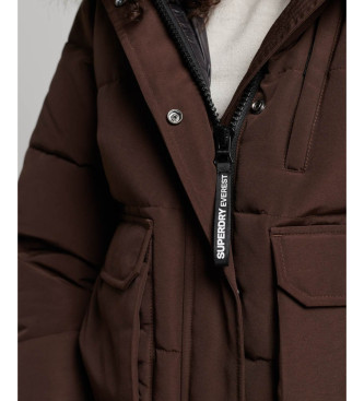 Superdry Everest rjava prešita bomber jakna s kapuco in kapuco