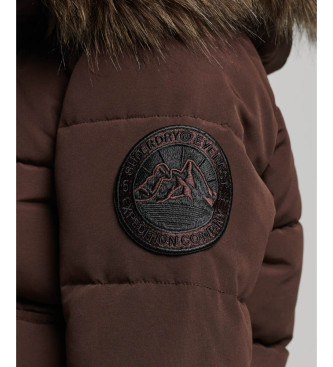 Superdry Everest rjava prešita bomber jakna s kapuco in kapuco