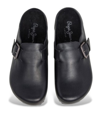 Pepe Jeans Zuecos de piel Corby negro