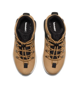 Timberland Sprint Trekker mid-top l�dersko med sn�reb�nd, gul