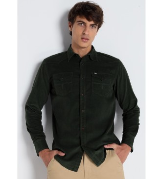 Lois Jeans Camicia verde a maniche lunghe in micro velluto a coste