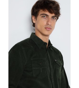 Lois Jeans Camicia verde a maniche lunghe in micro velluto a coste