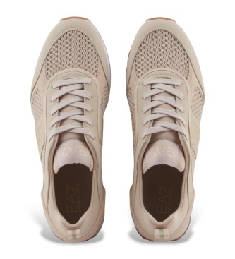 EA7 Pantoufles beiges  lacets noirs et blancs