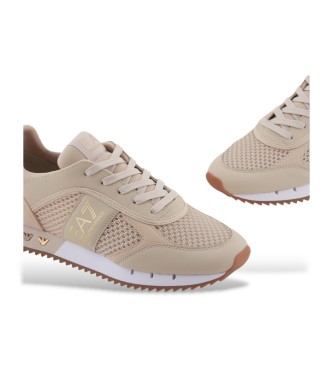 EA7 Pantoufles beiges  lacets noirs et blancs