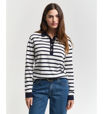 Gant Polo  manches longues en piqu  rayures bretonnes blanc, marine