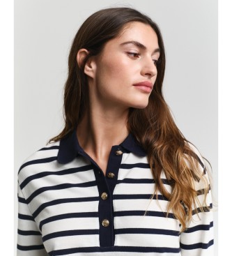 Gant Polo  manches longues en piqu  rayures bretonnes blanc, marine
