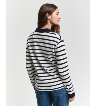 Gant Polo  manches longues en piqu  rayures bretonnes blanc, marine