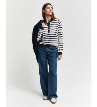 Gant Polo  manches longues en piqu  rayures bretonnes blanc, marine