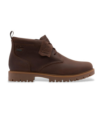 Clarks Berhill Mid GTX Leather Booties castanho