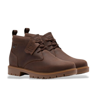 Clarks Berhill Mid GTX Leather Booties castanho