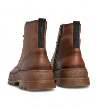 Pepe Jeans Lincoln Top leren enkellaarsjes bruin