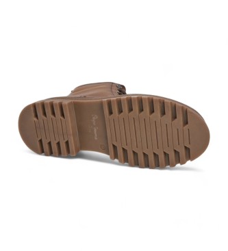 Pepe Jeans Lincoln Top leren enkellaarsjes bruin