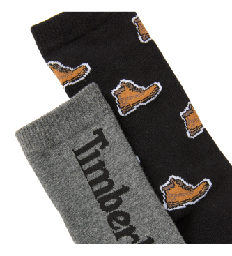 Timberland Conjunto 2 Pares de Meias Print Cinzento, Marinho